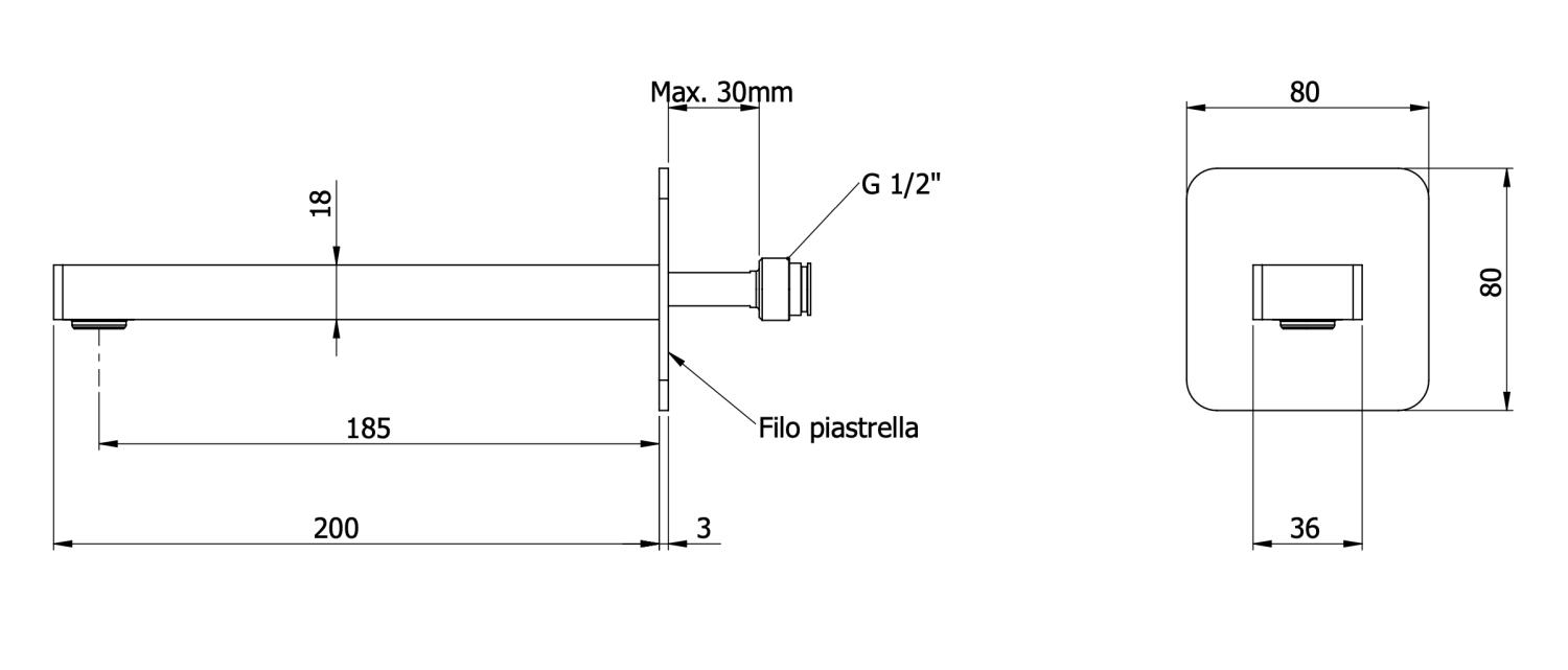 Remer Slash & Dot Излив настенный 18,5 см, цвет: cromo 91SL