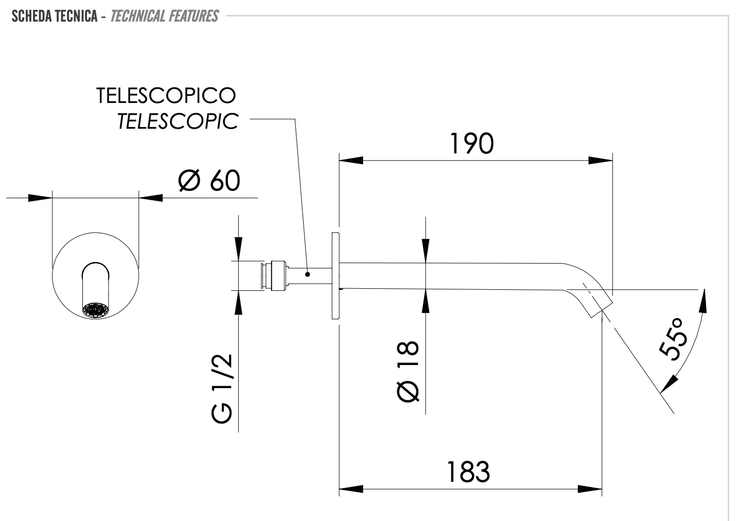 Remer X Style Излив настенный 18,3 см, цвет: bianco opaco 91XLBO