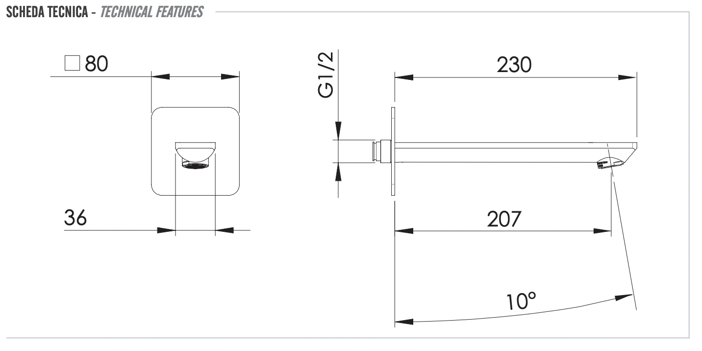 Remer Energy Излив настенный 20,7 см, цвет: cromo 91EYL