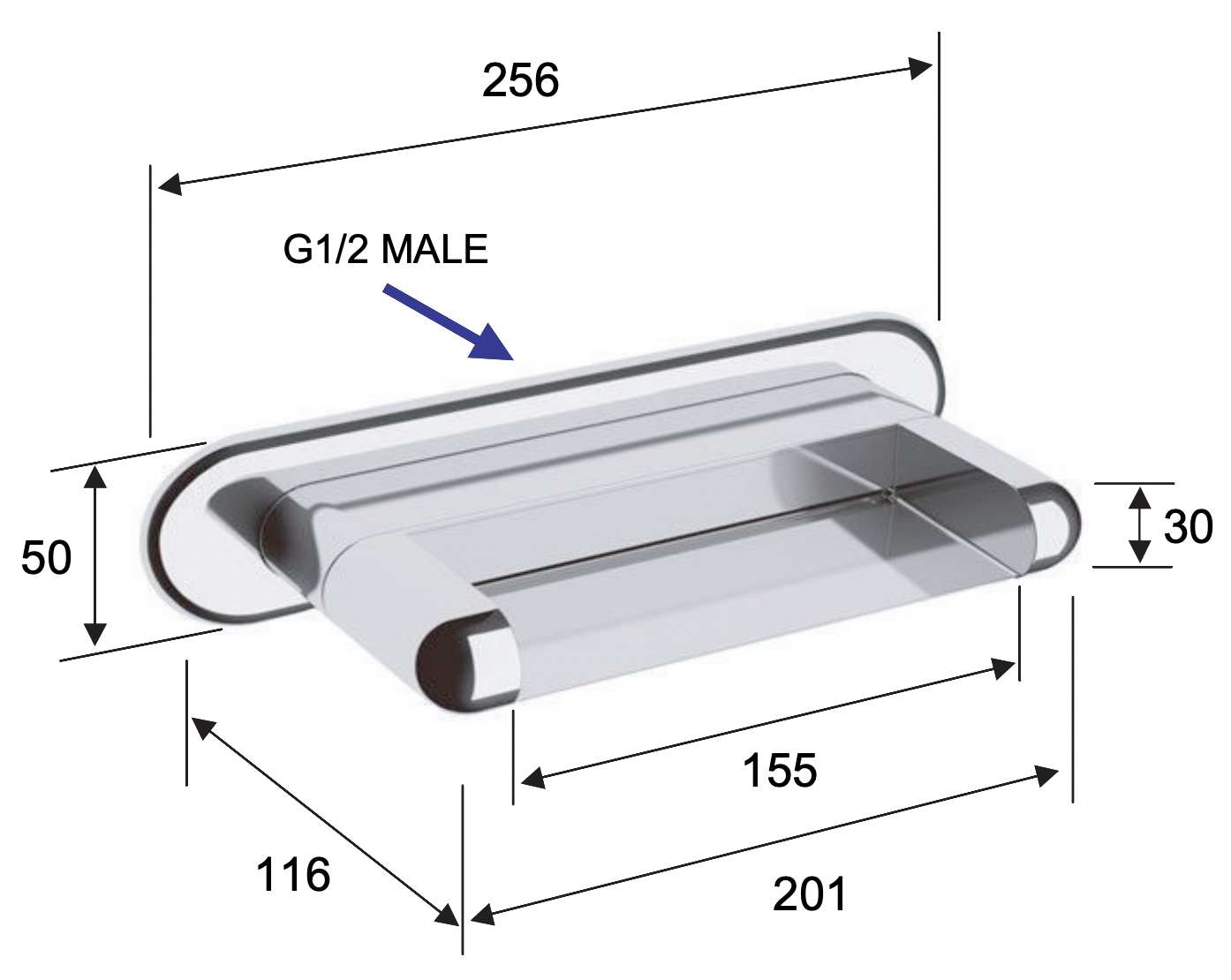 Remer Излив настенный каскадный 11,6 см, цвет: cromo 359NC