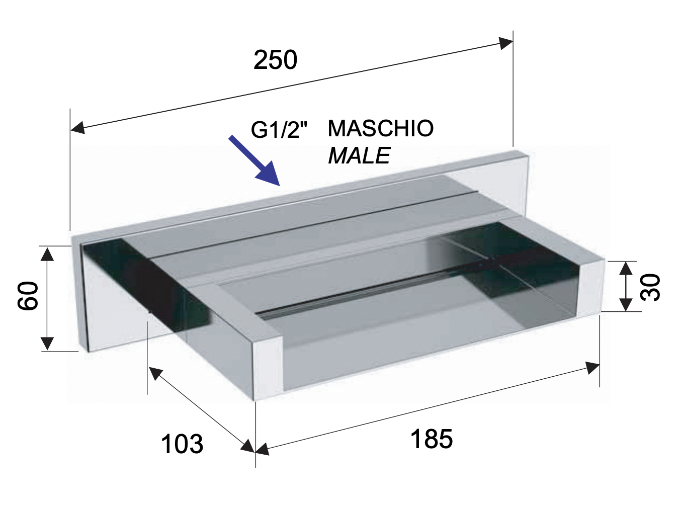 Remer Излив настенный каскадный 10,3 см, цвет: cromo 359ZC