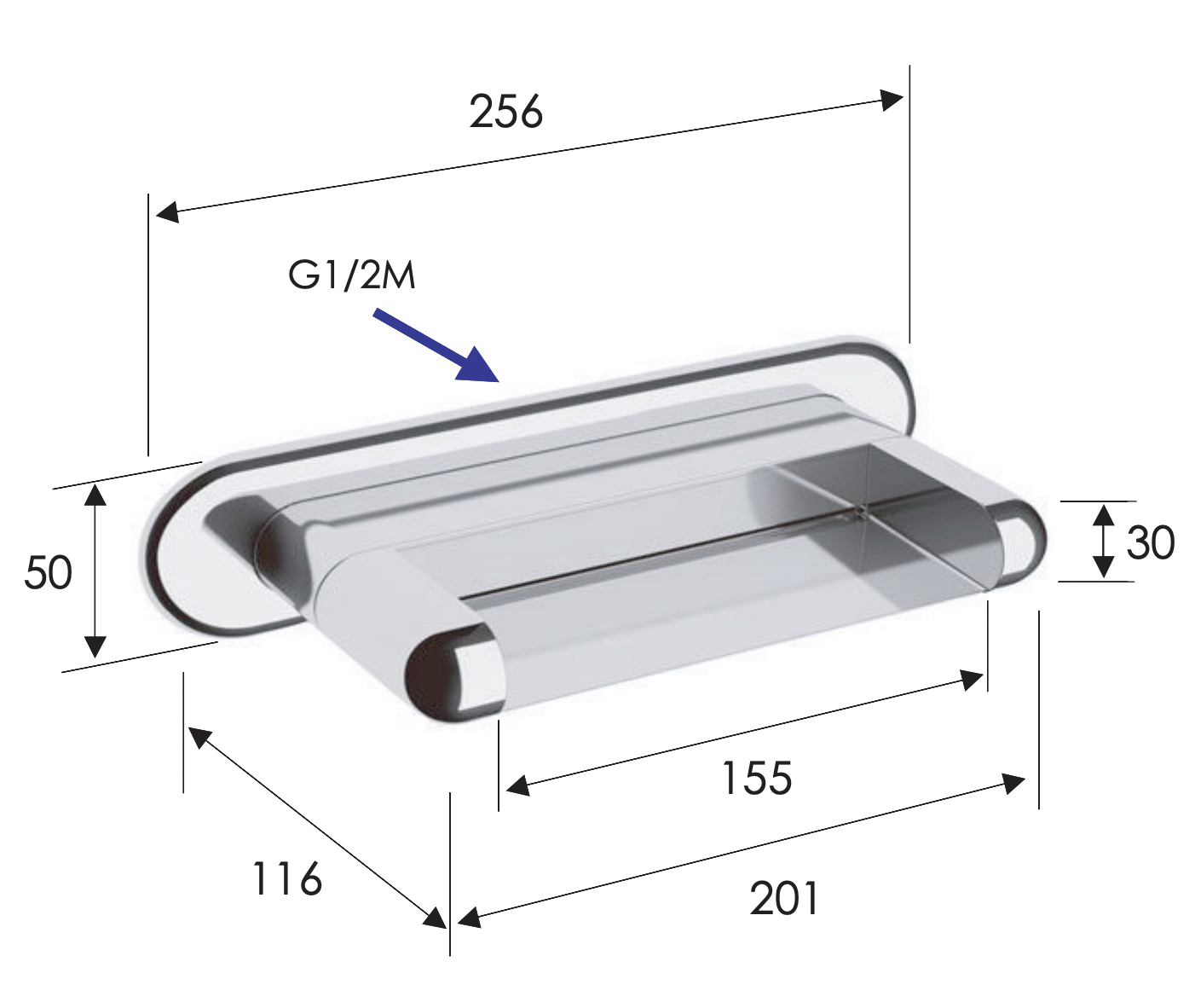 Remer Излив настенный каскадный 11,6 см, цвет: cromo 91NC