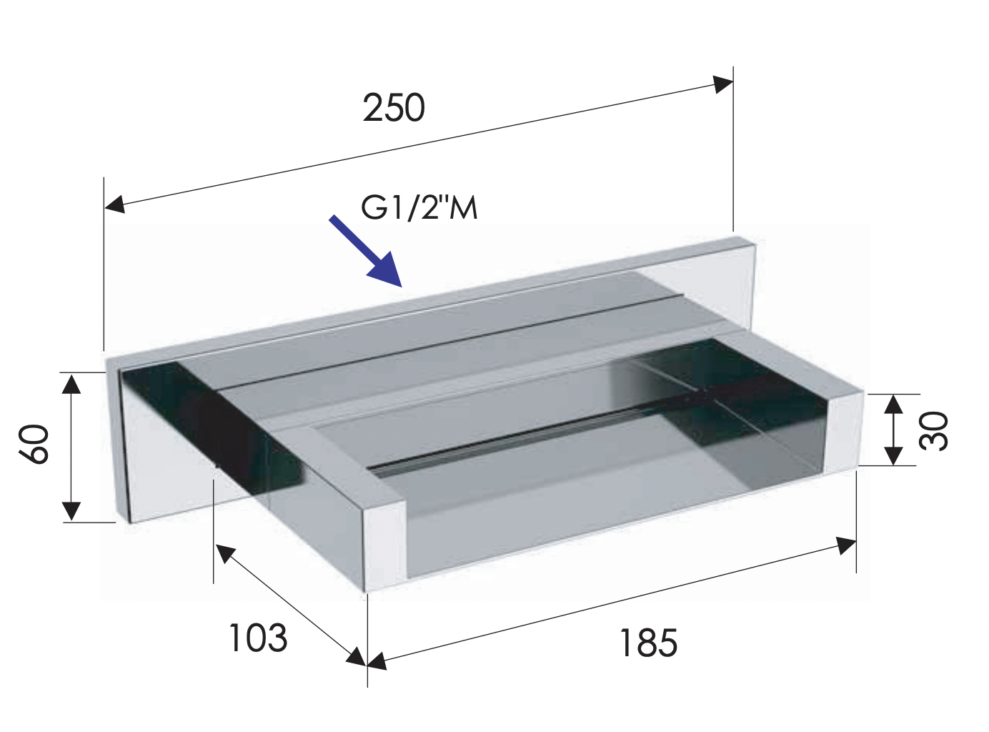 Remer Qubika Cascata Излив настенный каскадный 10,3 см, цвет: cromo 91ZC