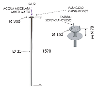Remer Излив потолочный 159 см, цвет: cromo 91VN2