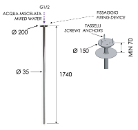 Remer Излив потолочный 174 см, цвет: cromo 91VLN2