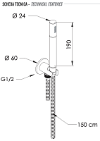Remer X Style Inox Душевой гарнитур: лейка, выпуск с держателем, шланг 150 см, цвет: inox spazzolato SS337M317MM