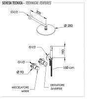 Remer X Style Душевой комплект: смеситель, верхний душ 20 см, лейка 1 режим, шланг, цвет: nero opaco X96S02ONO