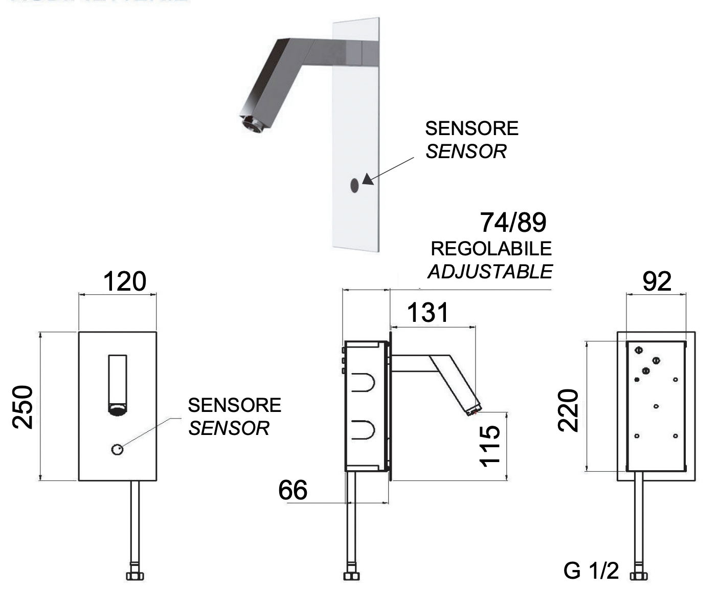 Remer Sensor Кран сенсорный для раковины встраиваемый, излив 13,1 см, с скрытой частью, цвет: cromo SE28