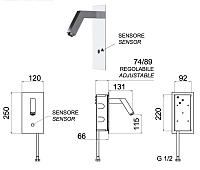 Remer Sensor Кран сенсорный для раковины встраиваемый, излив 13,1 см, с скрытой частью, цвет: cromo SE28