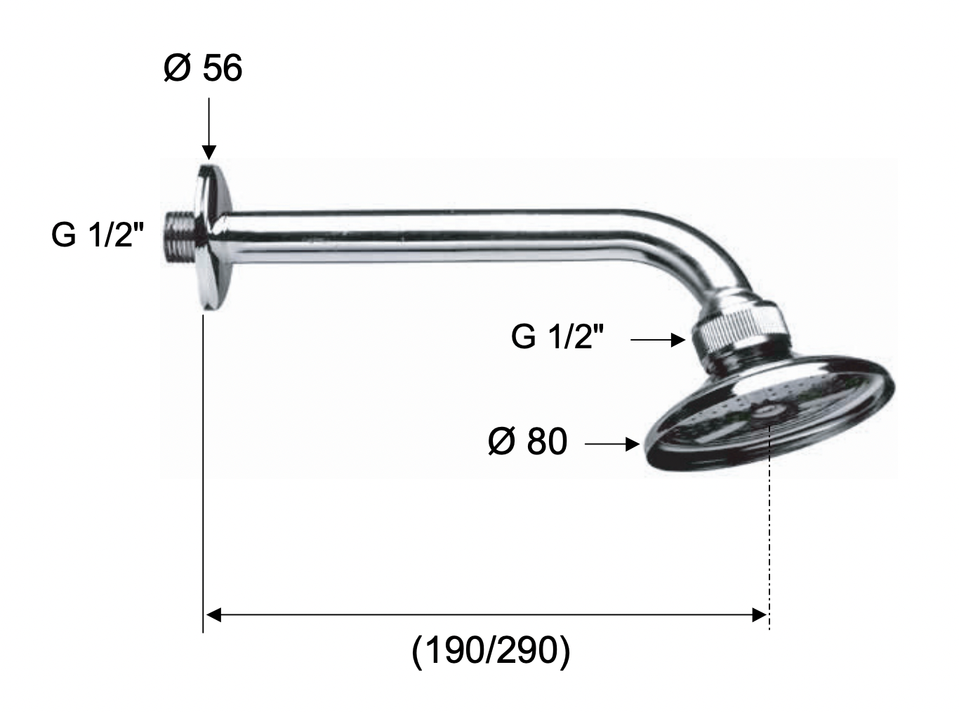 Remer Верхний душ, кронштейн настенный 19 см, цвет: cromo 34020