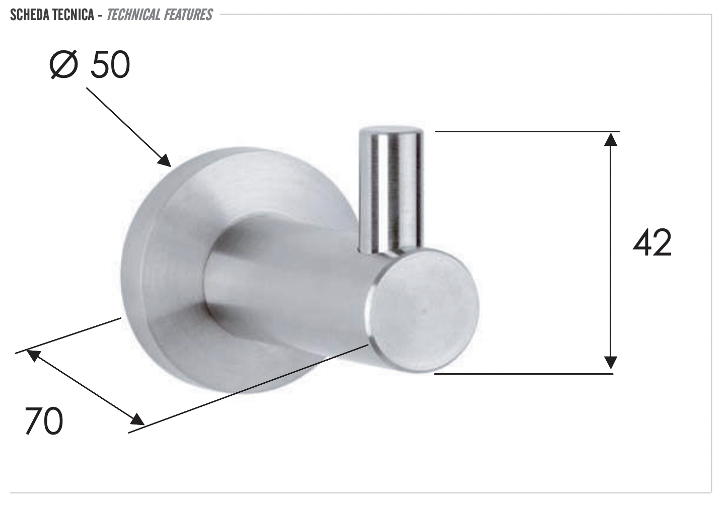 Remer Minimal Inox Крючок, цвет: inox/cromo Mi50INOXCR