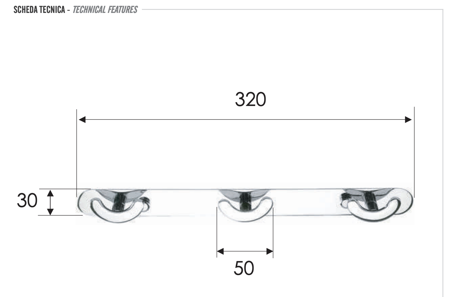 Remer Планка с 3 крючками, цвет: cromo RB313CR