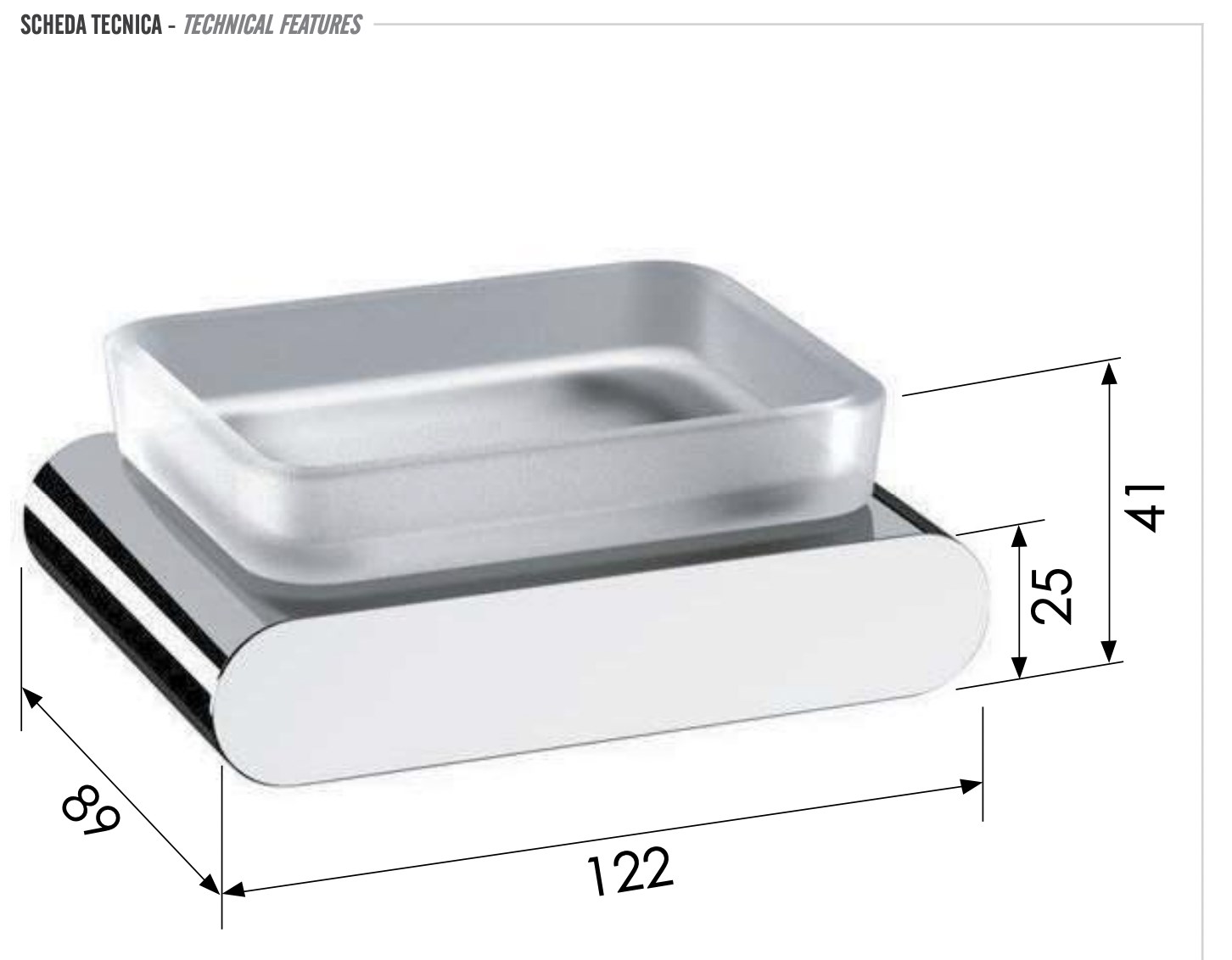 Remer Lounge Мыльница с чашей из матового стекла, подвесная, цвет: nichel spazzolato opaco LN10NPO