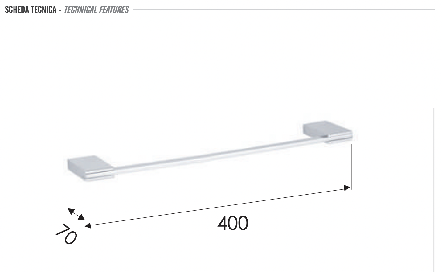 Remer Flat Полотенцедержатель 40 см, подвесной, латунь, цвет: cromo FT40CR