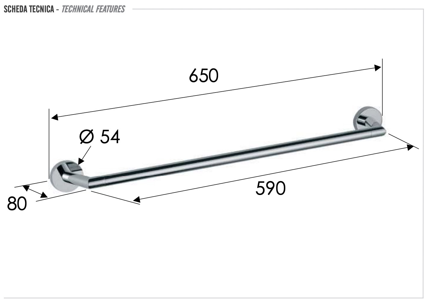 Remer Guest Полотенцедержатель 65 см, подвесной, латунь, цвет: oro lucido GS30DO