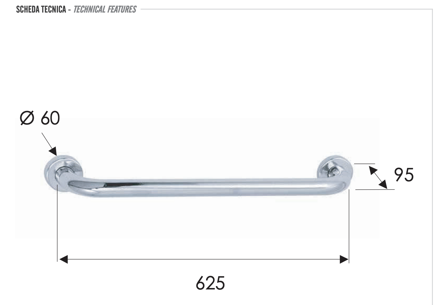 Remer Полотенцедержатель 62,5 см, подвесной, латунь, цвет: cromo RB430CR