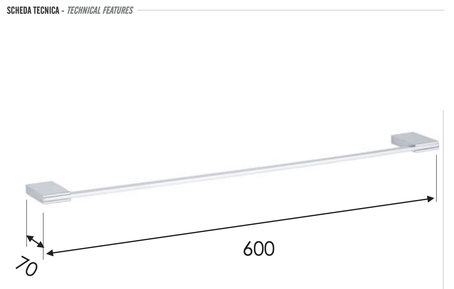 Remer Flat Полотенцедержатель 60 см, подвесной, латунь, цвет: cromo FT30CR