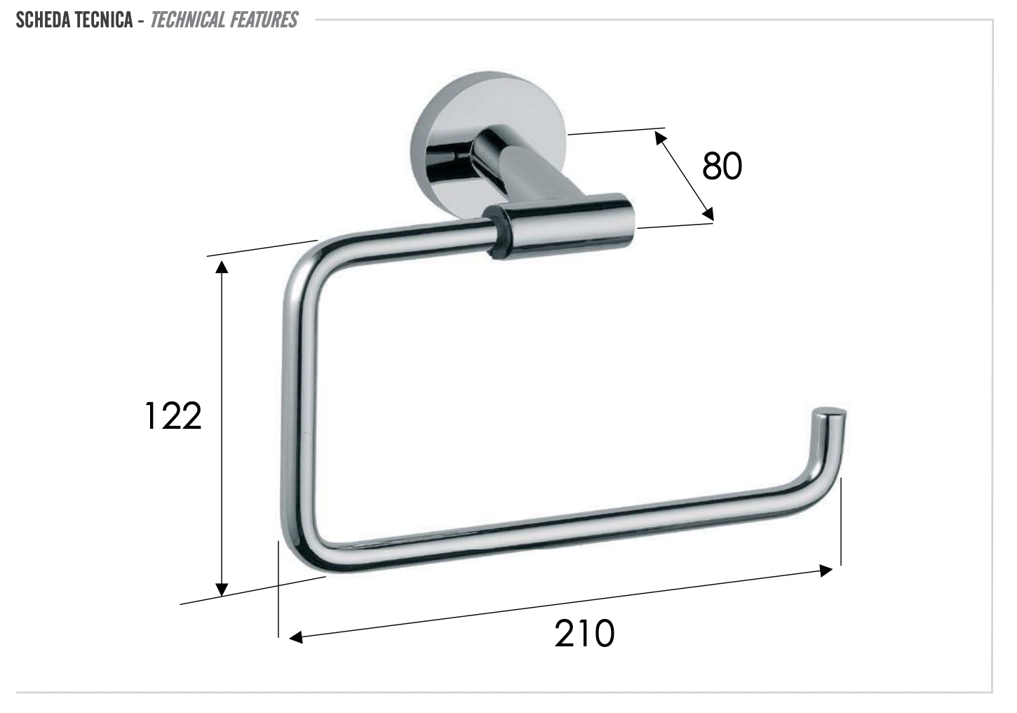 Remer Guest Полотенцедержатель подвесной кольцевой, латунь, цвет: cromo GS44CR