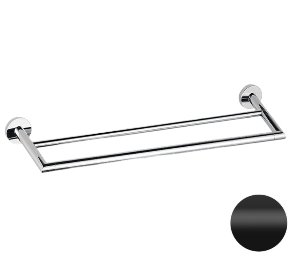 Remer Guest Полотенцедержатель двойной 64 см, подвесной, латунь, цвет: nero opaco GS33NO