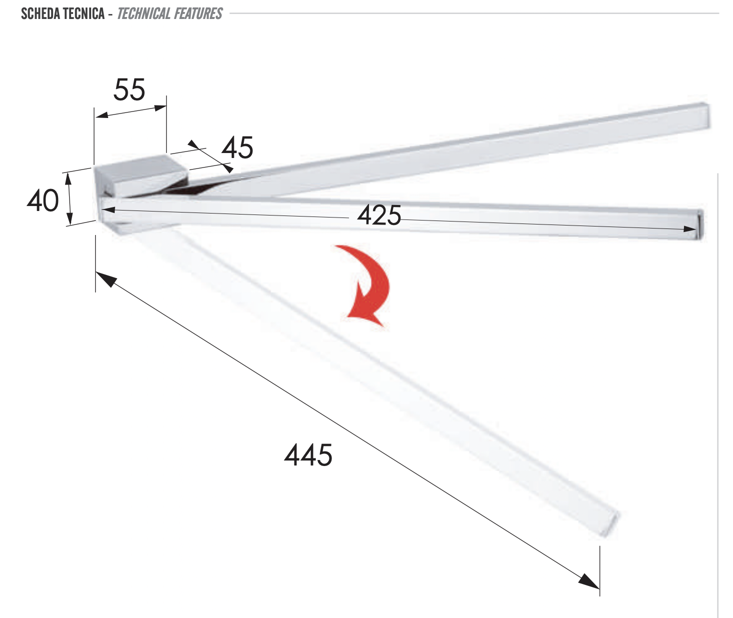 Remer Flat Полотенцедержатель двойной поворотный 44,5 см, подвесной, латунь, цвет: cromo FT36CR
