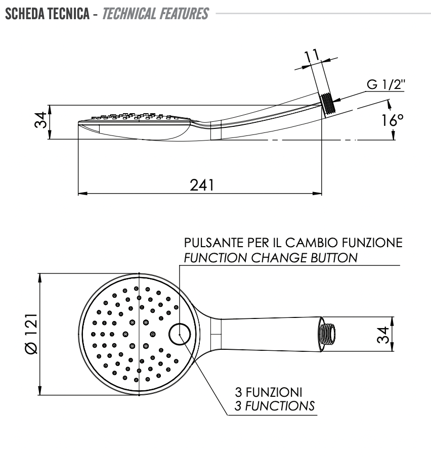 Remer Ручной душ, 3 вида струи, цвет: cromo 315P3X