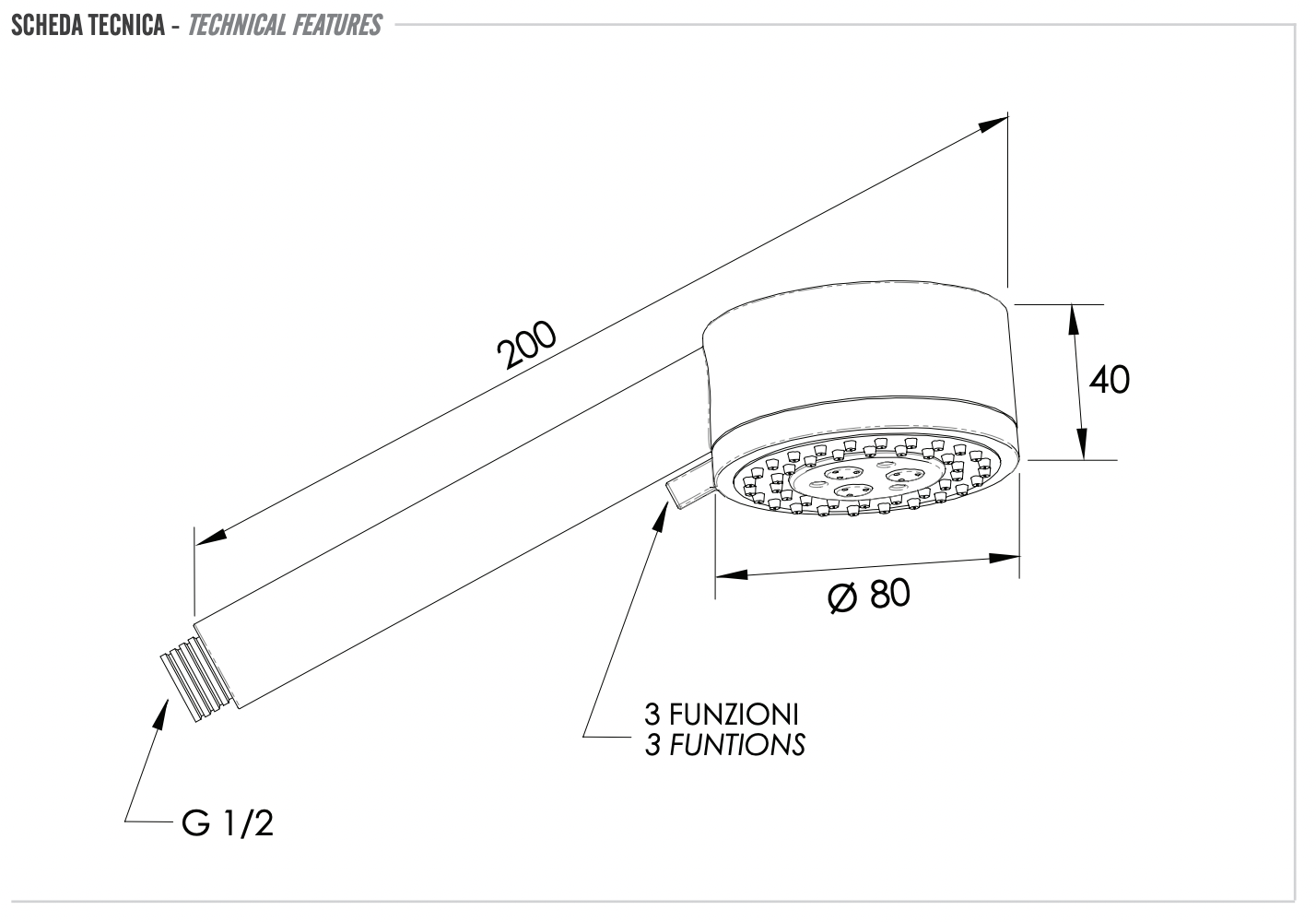 Remer Ручной душ, 3 вида струи, цвет: cromo 319MOx