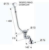 Remer Слив-перелив click-clack для ванны, цвет: vecchio ottone 96LICCVO