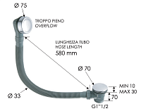 Remer Слив-перелив click-clack для ванны, цвет: nichel spazzolato opaco 96PCCNPO