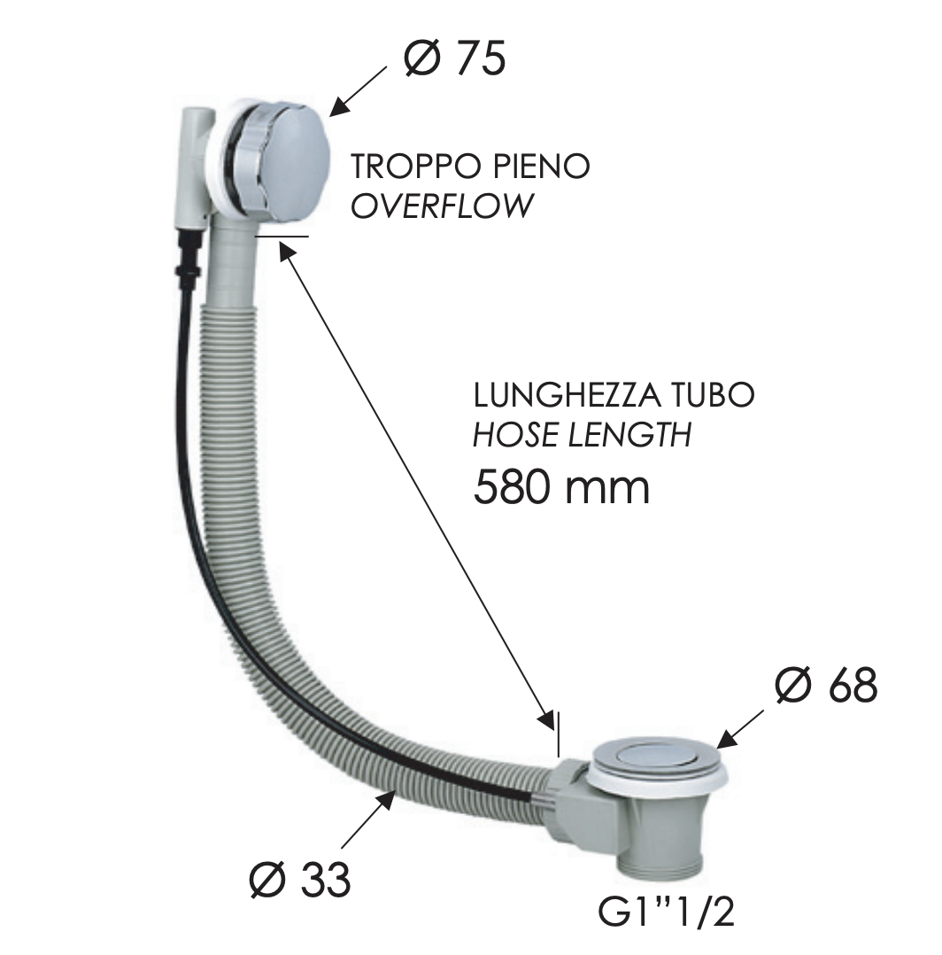 Remer Слив-перелив полуавтоматический для ванны, цвет: oro lucido 96PDO
