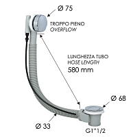 Remer Слив-перелив полуавтоматический для ванны, цвет: oro lucido 96PDO
