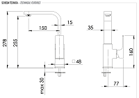 Remer Absolute Смеситель для раковины, без донного клапана, высота излива 25,5 см, цвет: cromo AU10G