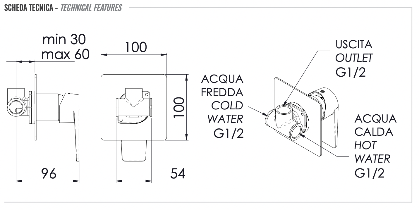 Remer Dream Смеситель для душа встраиваемый на 1 потребителя, с встраиваемой частью, цвет: cromo D30