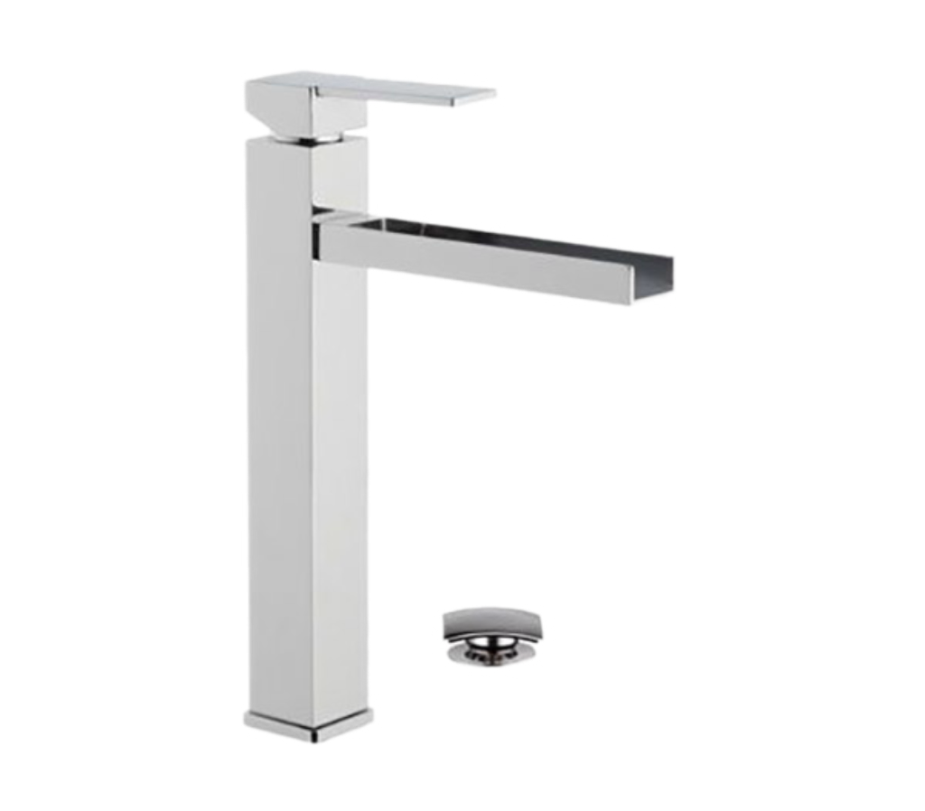 Remer Qubika Cascata Смеситель для раковины, с донным клапаном, высота излива 23 см, цвет: cromo QC10L