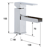 Remer Qubika Cascata Смеситель для раковины, без донного клапана, высота излива 7 см, цвет: cromo QC11