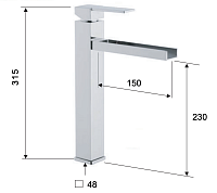 Remer Qubika Cascata Смеситель для раковины, без донного клапана, высота излива 23 см, цвет: cromo QC11L