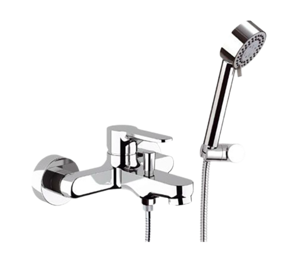 Remer Winner Смеситель для ванны с душем, лейка 4 вида струи, держатель, шланг 150 см, цвет: cromo W02