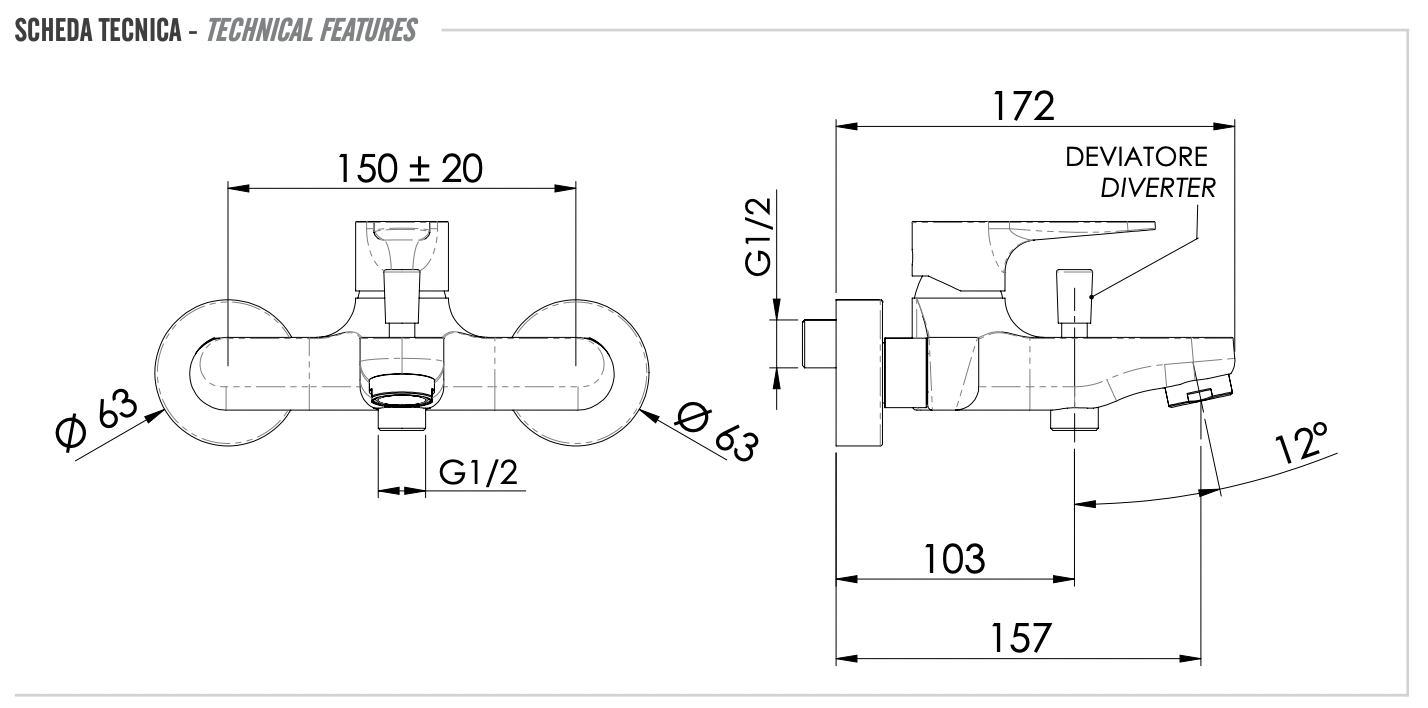 Remer Winner Смеситель для ванны с душем, цвет: oro lucido W05DO
