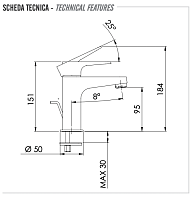 Remer Winner Смеситель для раковины, с донным клапаном, высота излива 9,5 см, цвет: cromo W10