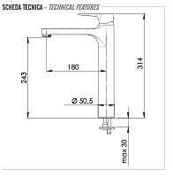 Remer Winner Смеситель для раковины, с донным клапаном, высота излива 24,3 см, цвет: cromo W10L
