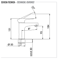 Remer Winner Смеситель для раковины, без донного клапана, высота излива 9,5 см, цвет: cromo W11