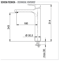 Remer Winner Смеситель для раковины, без донного клапана, высота излива 24,3 см, цвет: cromo W11L