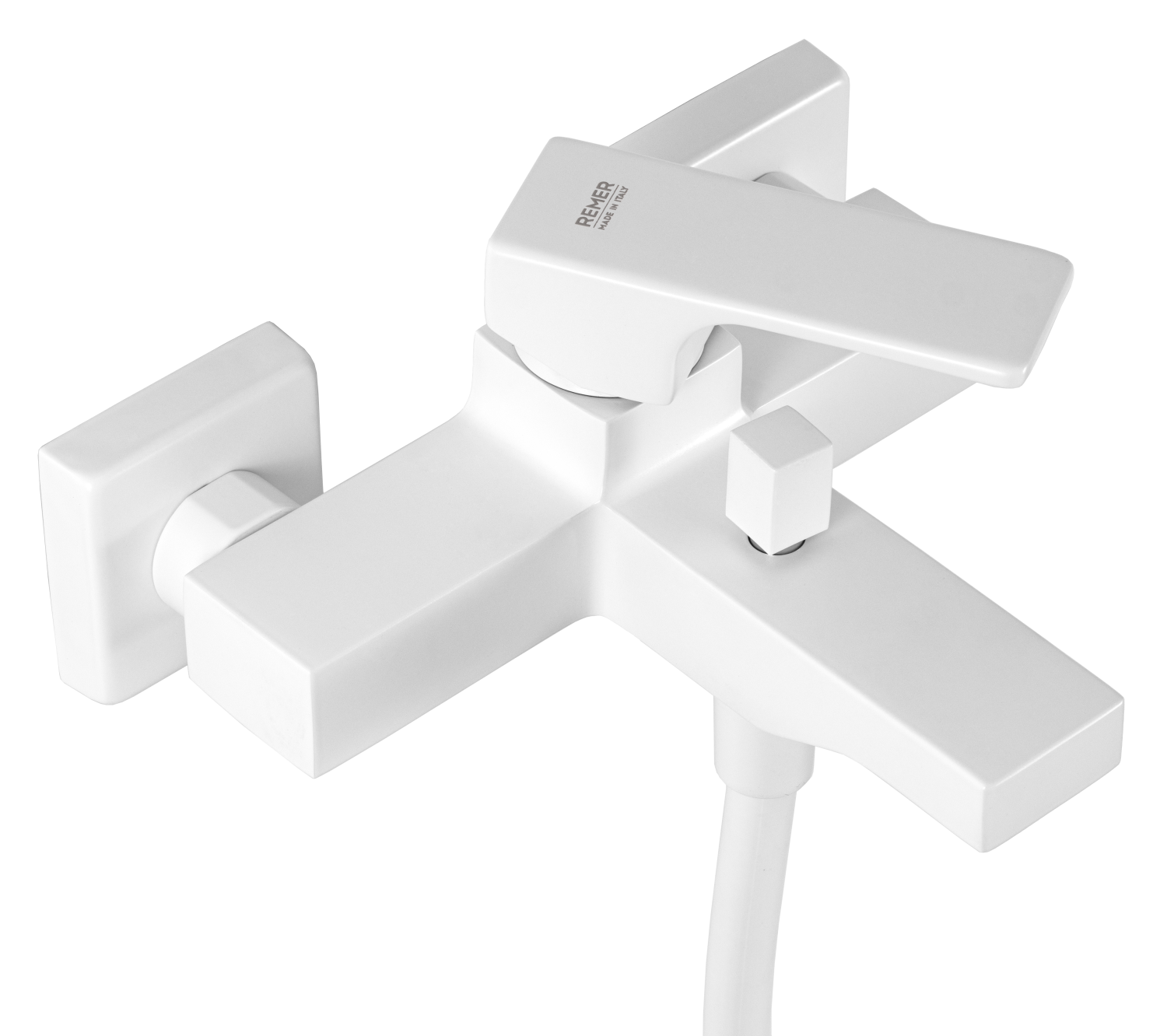 Remer Absolute Смеситель для ванны с душем, лейка, держатель, шланг 150 см, цвет: bianco opaco AU02BO