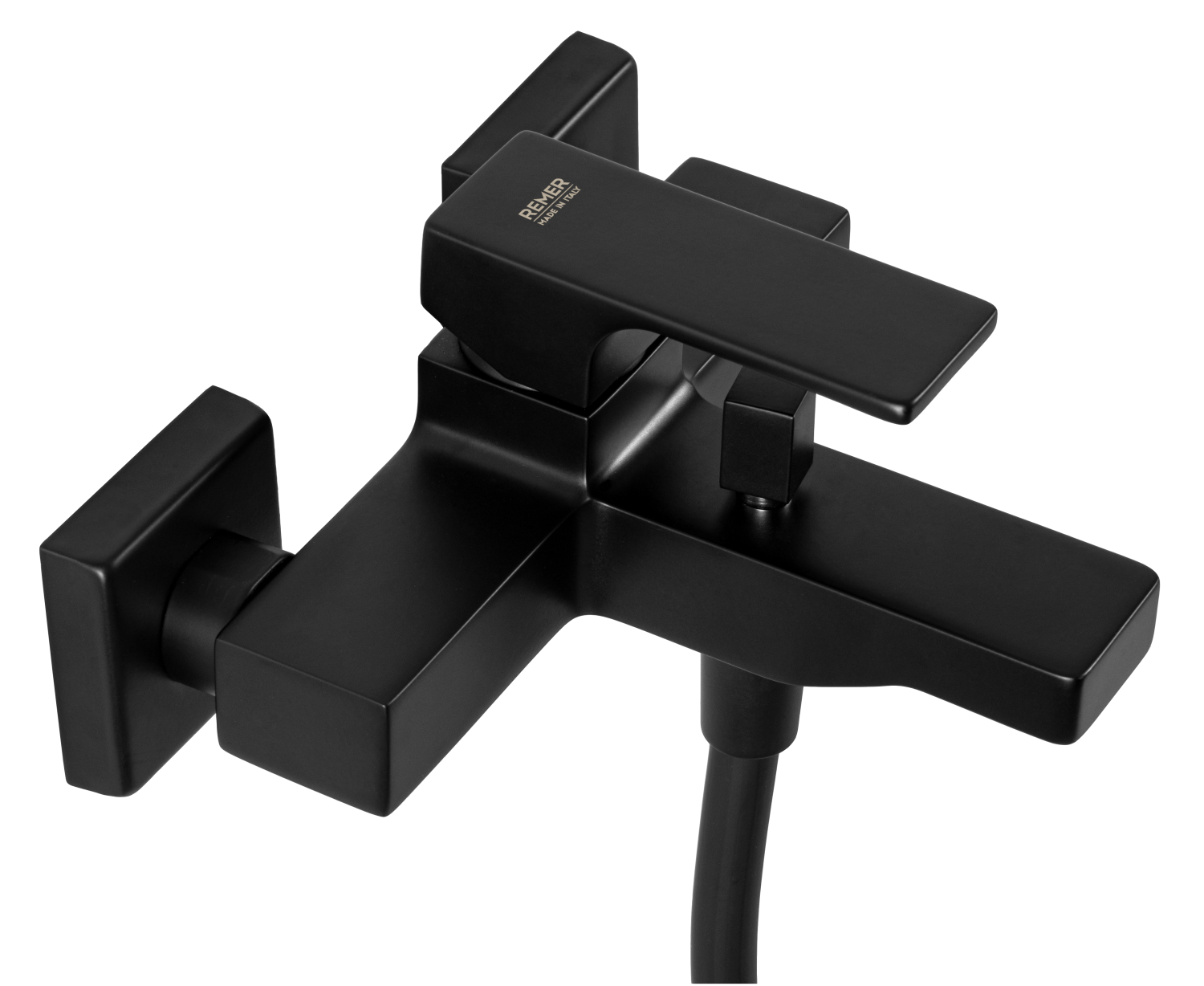 Remer Absolute Смеситель для ванны с душем, лейка, держатель, шланг 150 см, цвет: nero opaco AU02NO