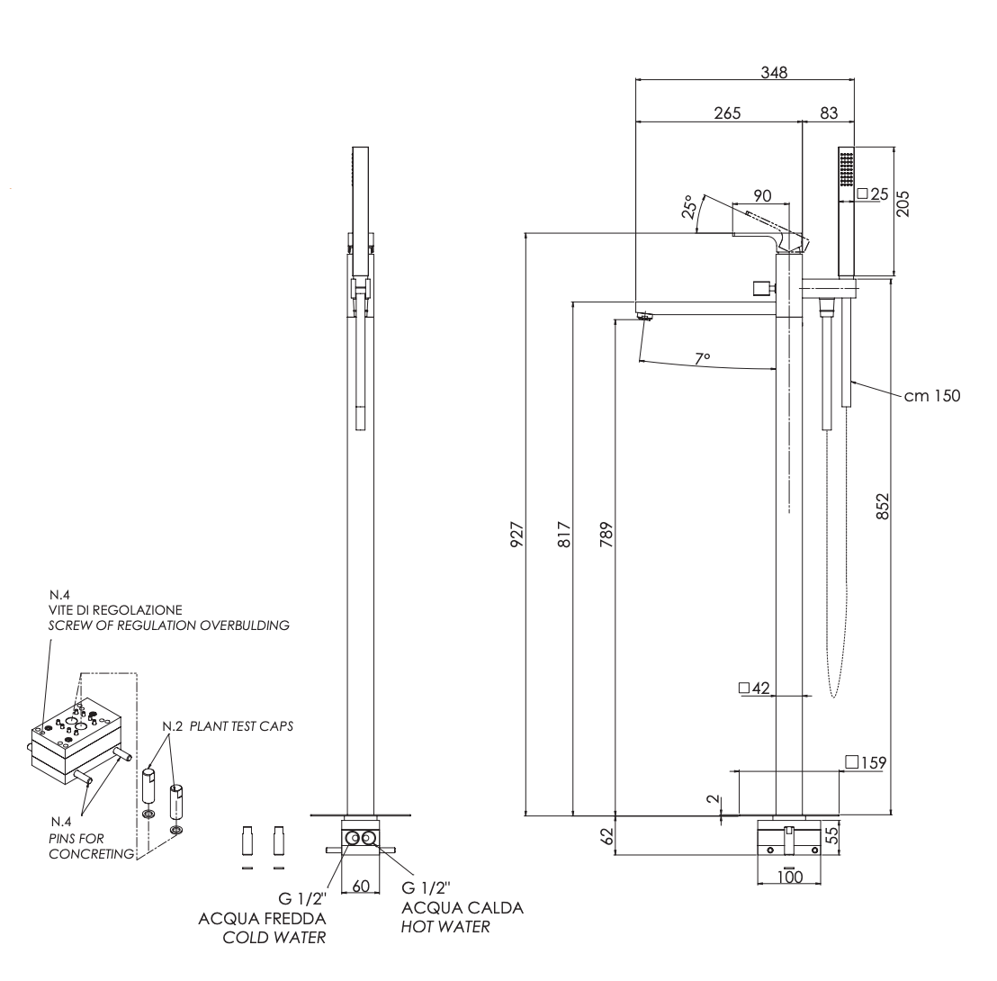 Remer Absolute Смеситель для ванны напольный, со скрытой частью, цвет: vecchio ottone AU08VO