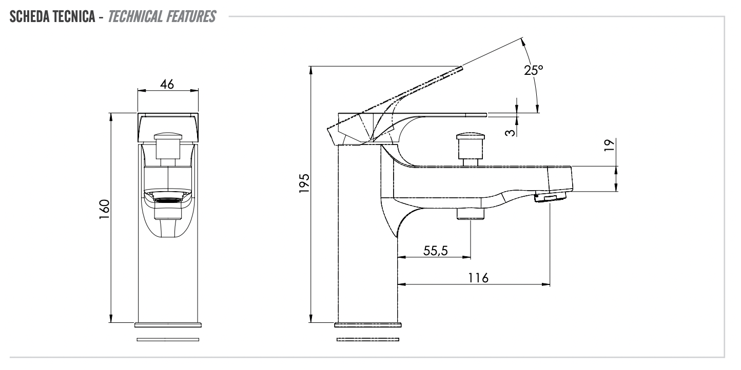 Remer Class Line Смеситель на борт ванны , излив 13,9 см, цвет: cromo L04