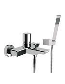 Remer Edge Смеситель для ванны с душем, излив 16,8 см, лейка, держатель, шланг 150 см, цвет: cromo EG502