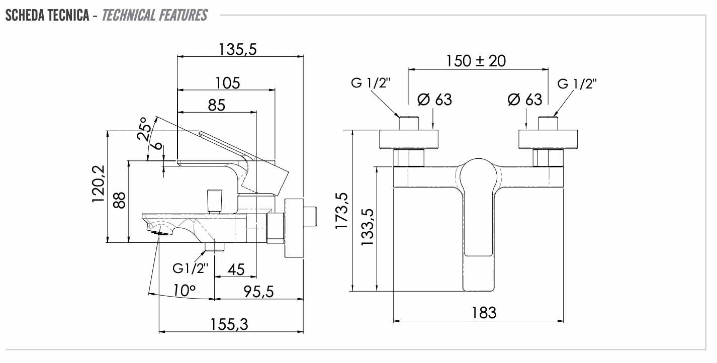 Remer Energy Смеситель для ванны с душем, цвет: cromo EY05