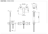 Remer Infinity Смеситель для ванны с душем, лейка, держатель, шланг 150 см, цвет: oro spazzolato I02BG