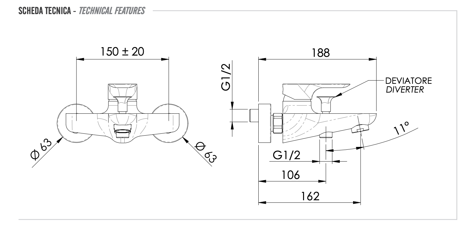 Remer Infinity Смеситель для ванны с душем, цвет: oro spazzolato I05BG