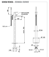 Remer Infinity Смеситель для ванны напольный, излив 18 см, со скрытой частью, цвет: oro spazzolato I08BG